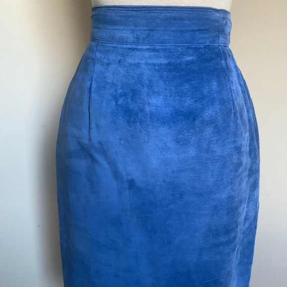 Electric Blue Suede Mini Skirt - Picture 3 of 6